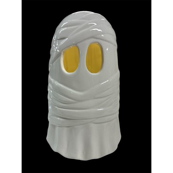 Goblin & Ghoul MUMMY GHOST 8 in Light Up CERAMIC Halloween New - Picture 1 of 5